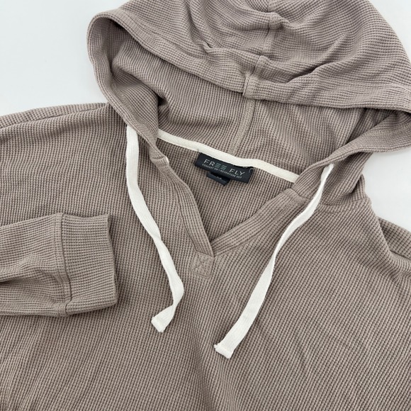 Free Fly Apparel Tops - Free Fly Womens Waffle Knit Hoodie V Neck Long Sleeve Casual Comfy Top